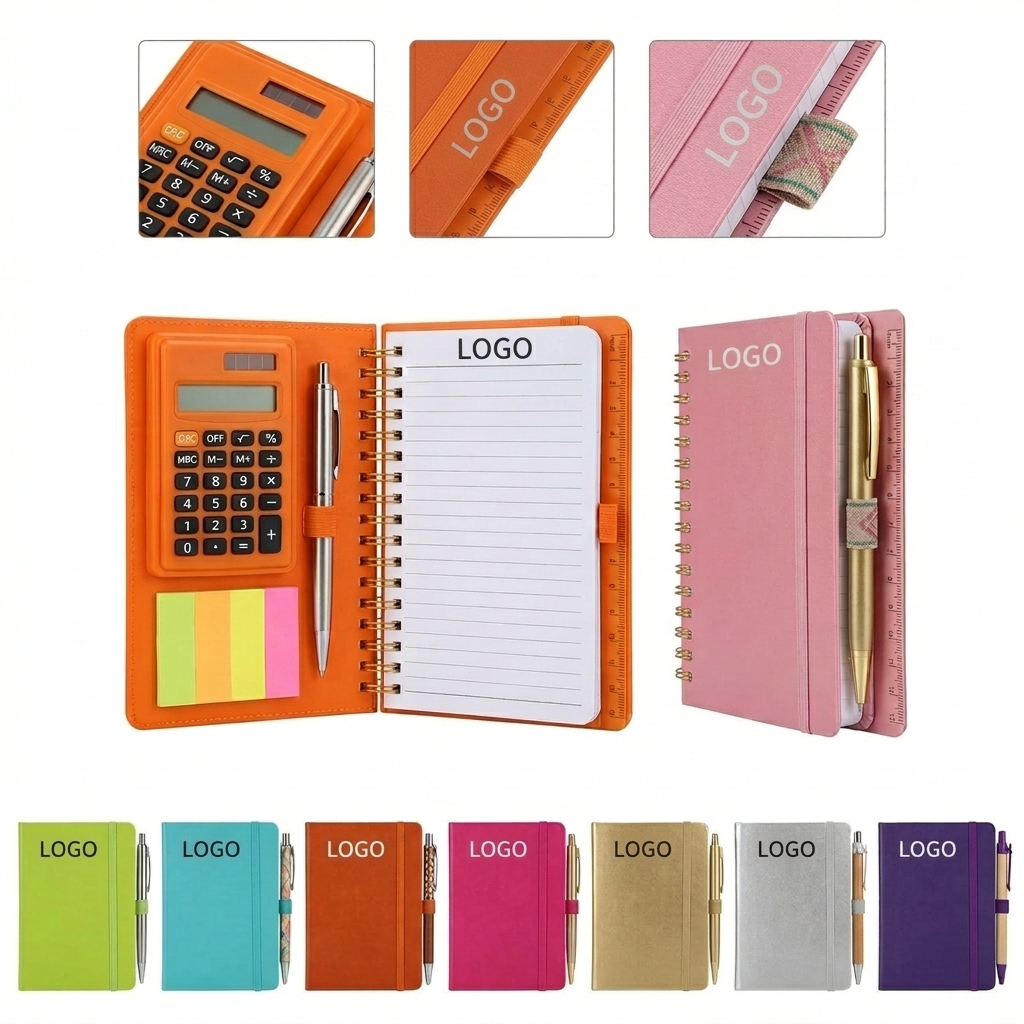 Pocket-Sized Multi-Tool Organizer: Notepad with Calculator, Sticky Notes, Pen & Ruler