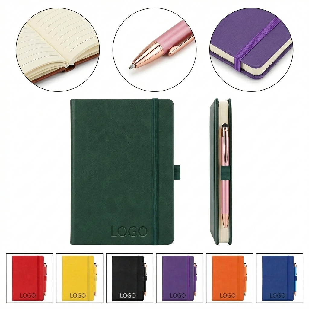 A5 Hardcover Lined Notebook Set with Touch Pen and Customizable Colors