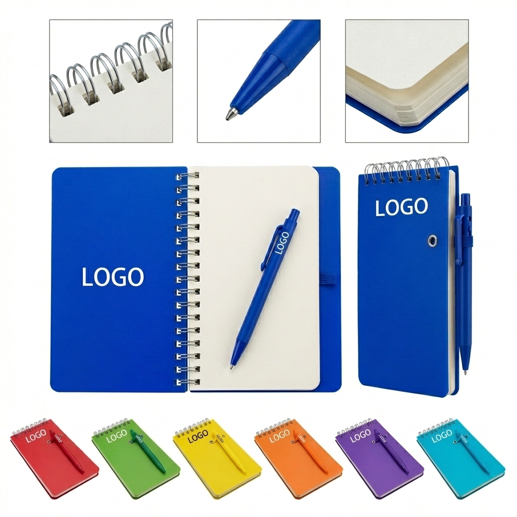Mini PP Spiral Notebook with Pen - Pocket-Sized Writing Set