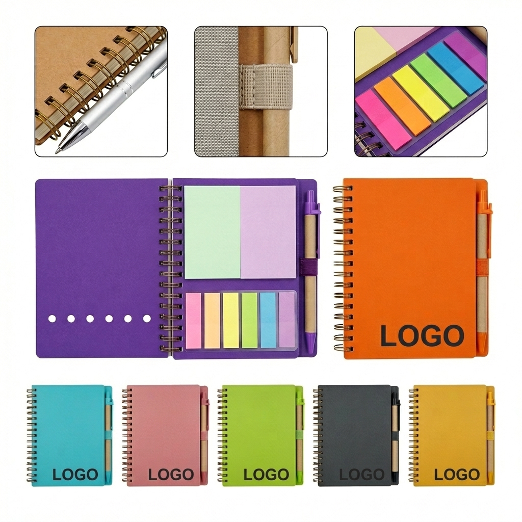 Portable Steno Notebook with Attached Pen, Flags & 150 Adhesive Tabs