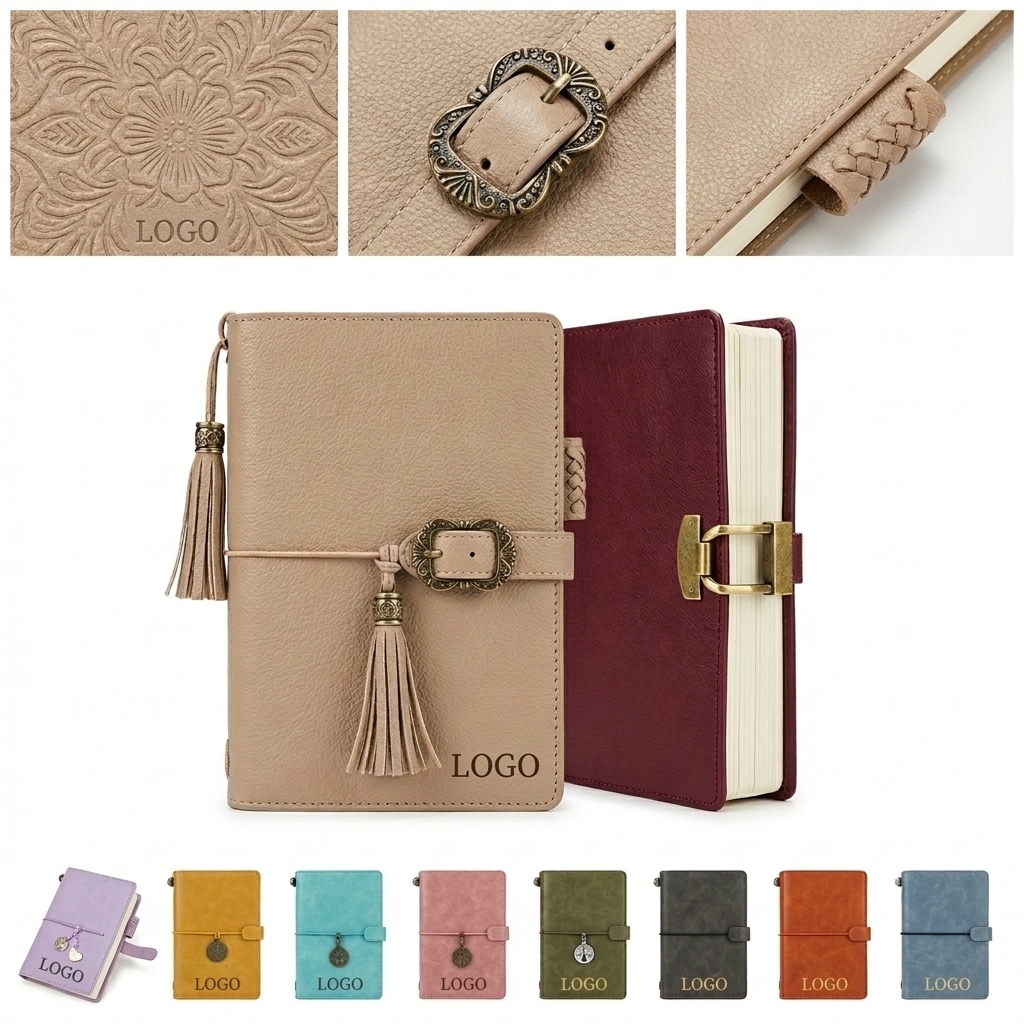 A5 Synthetic Leather Decorative Journal Collection with Tassels, Buckles & Charms
