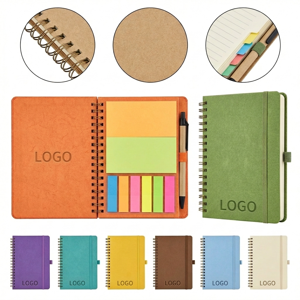 Colorful Coiled A5 Planner Journal with Kraft Paper Cover