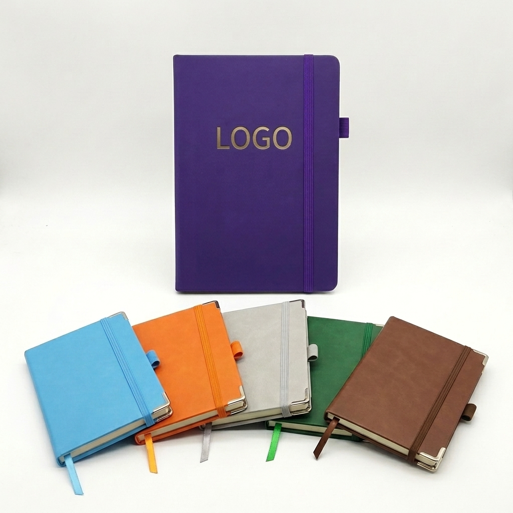 A6 Soft-Touch Lined Pocket Notebook with Elastic Strap and Ribbon Marker