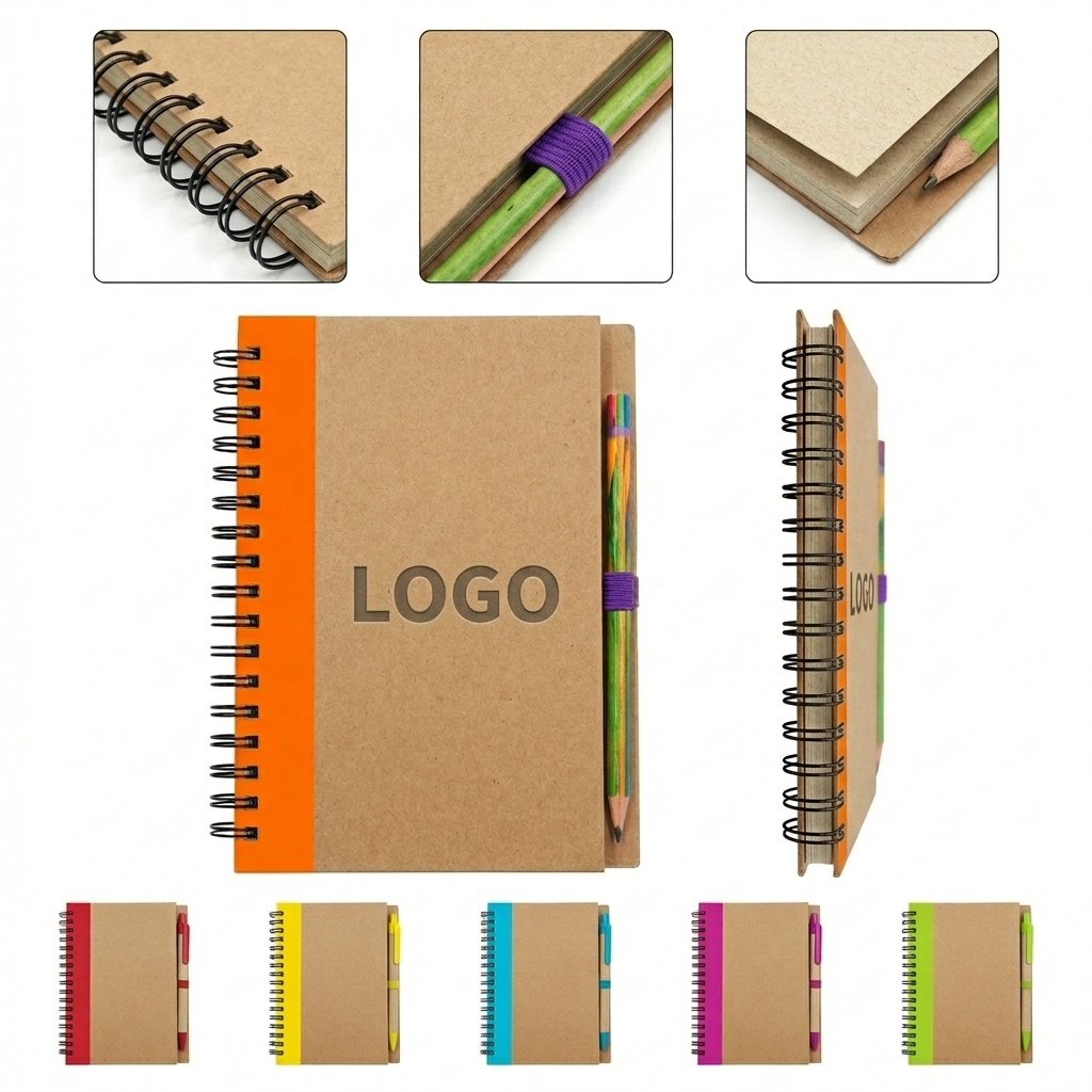 Eco-Spiral Notebook & Pencil Set in Earth Tones