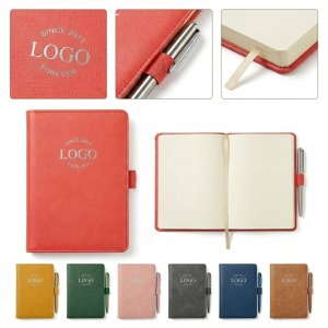 A6 Hardcover Diary & Pen Set with Ribbon and Elastic Closure