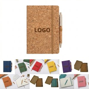 Eco-Friendly Cork Notebook & Pen Set - 10-Pack Multicolor Corporate Gift