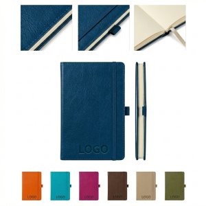 Premium A5 PU Leather Notebook with Ribbon Bookmark and Elastic Closure