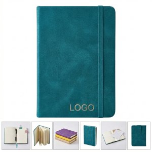 Compact A7 PU Leather Journal with Elastic Strap and Lined/Blank Pages