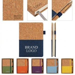 Personalized Cork Notebook & Pen Gift Set - 200 Page A5 Eco Notepad