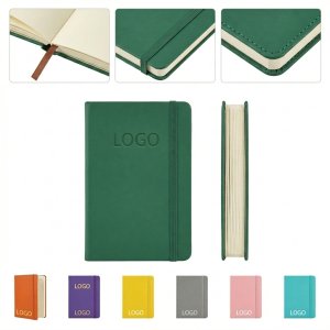 A6 Ruled PU Leather Pocket Notebook with Elastic Closure